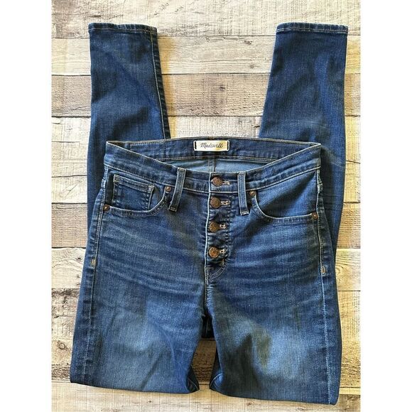Madewell Tall 9" High Rise Skinny Jeans in Hayes Wash Button-Front Edition | 26T - Picture 2 of 7